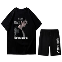 anime tshirt set shorts attack on titan short sleeve t shirts oversized t shirt sets casual sport shorts mens tracksuit