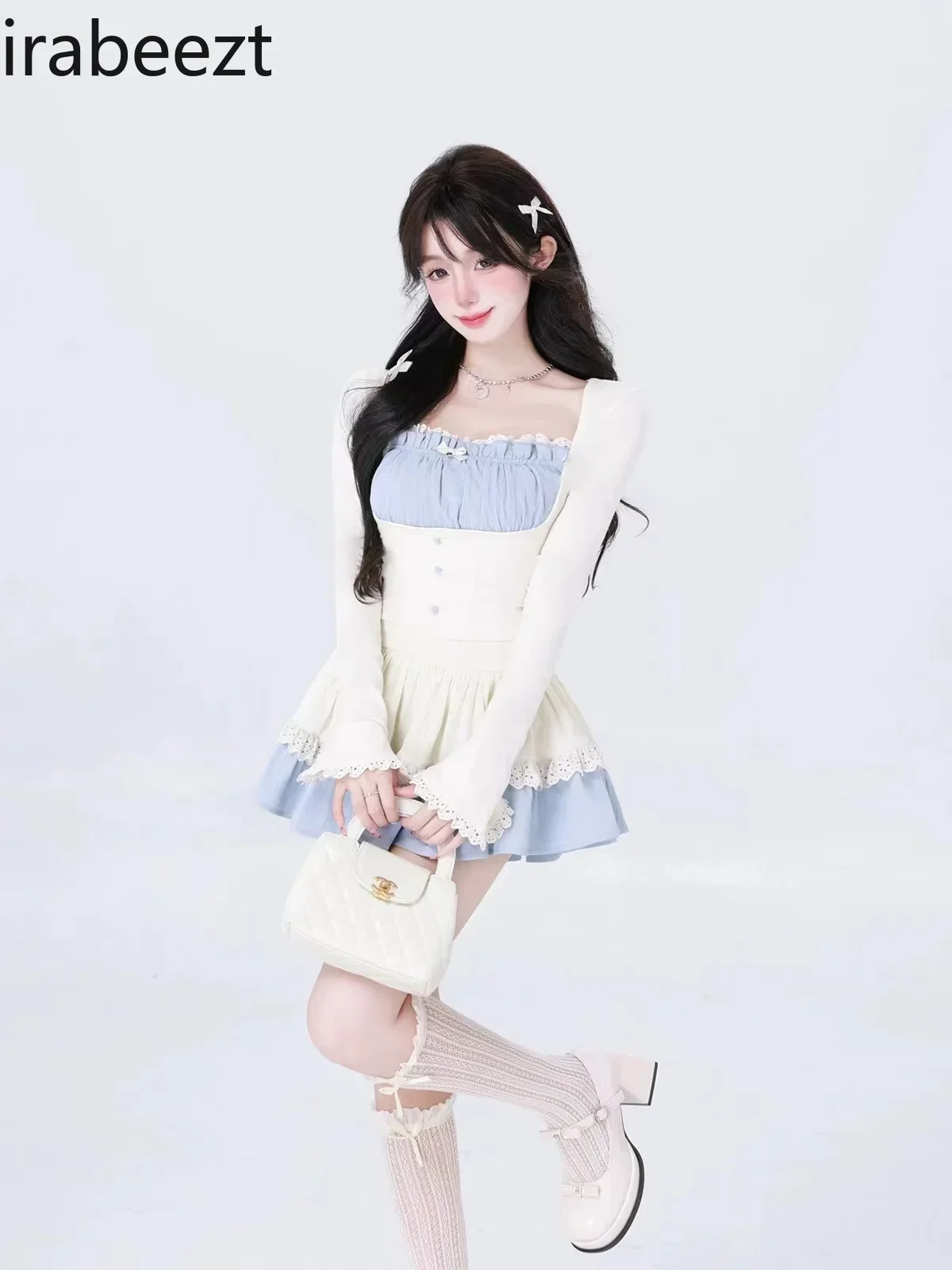 Осенняя тонкая Длинная женская юбка-топ со стильным дизайном облегающая