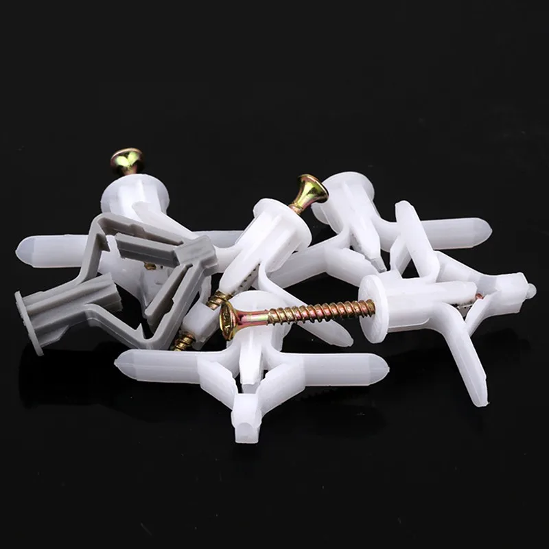 

100pcs Plastic Toggle anchor With m4 screw Curtain Gypsum Board Hollow Wall Pipe Plug Aircraft Expansion Anchor Bolt Accessories