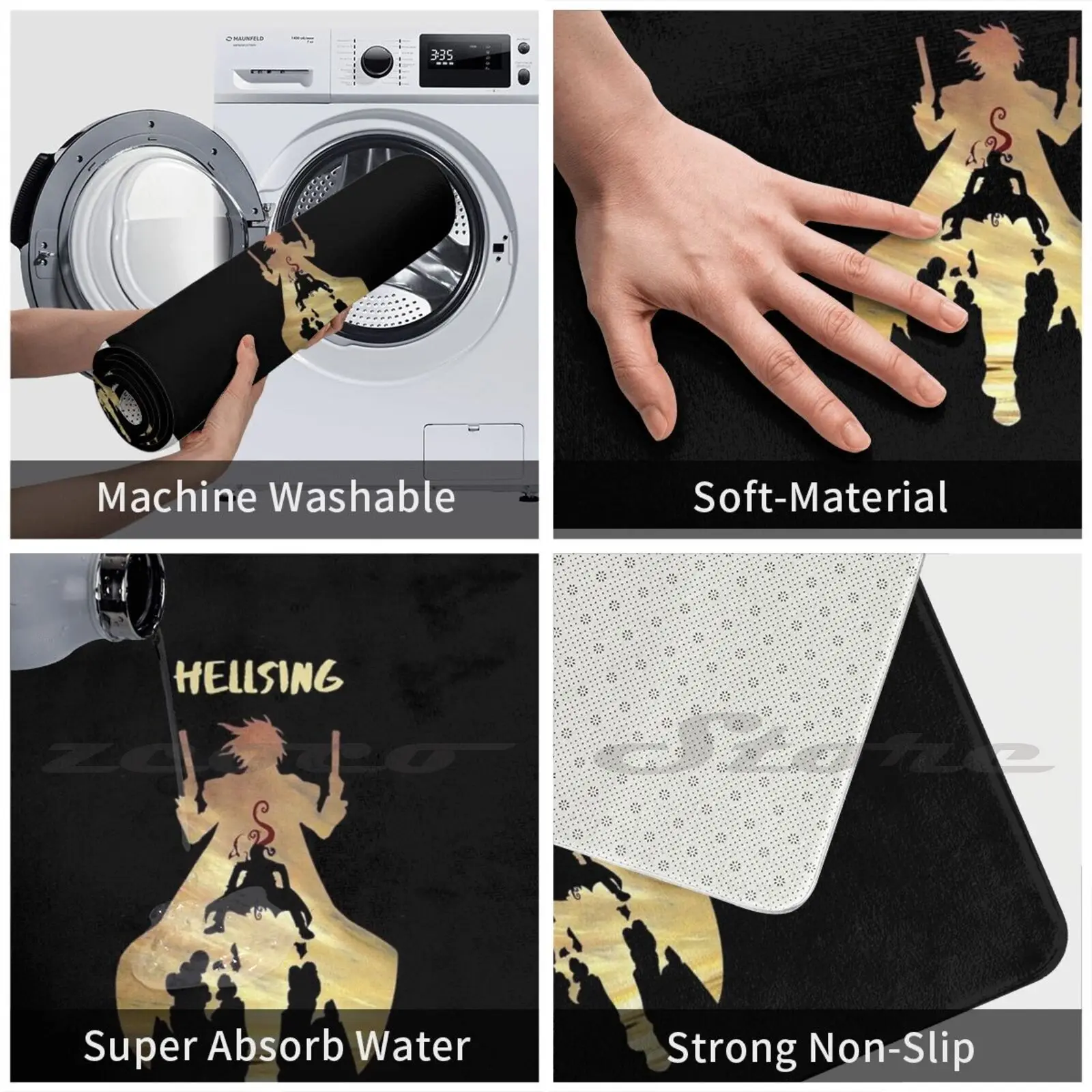 Анимационный коврик Hellsing водовпитывающий нескользящий дверной Хеллсинг Алукард