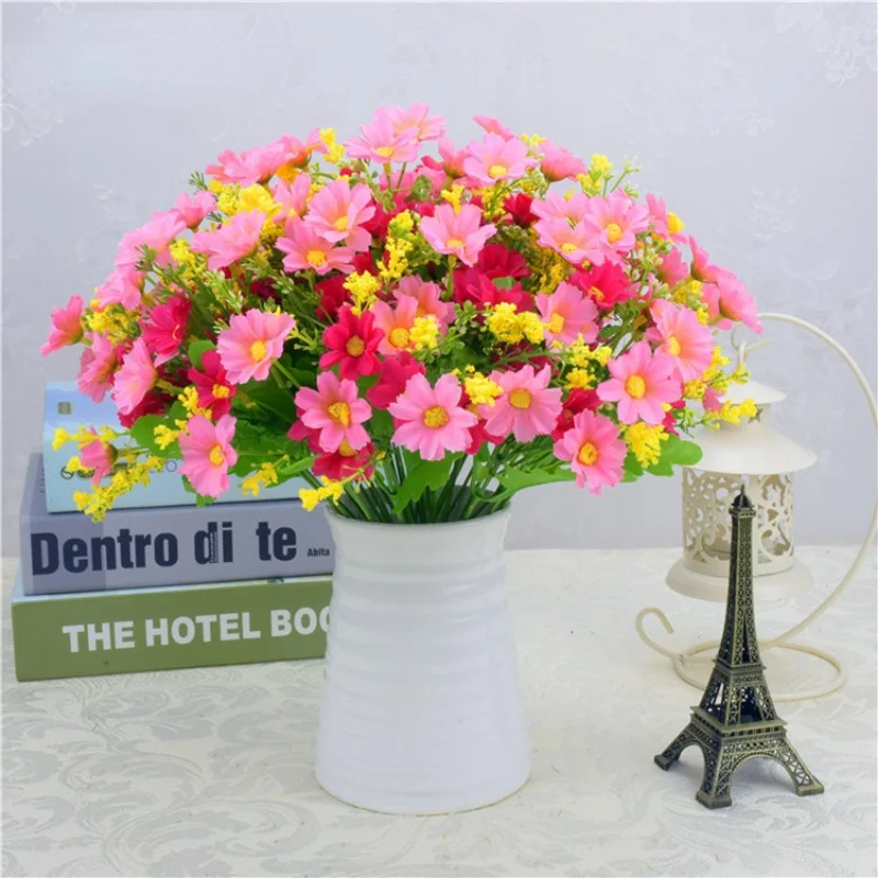 

Artificial Flowers Chrysanthemum Silk Daisy Flower Fake Flowers Bouquet for Home Room Wedding Decoration Vase Floral Fake Plant