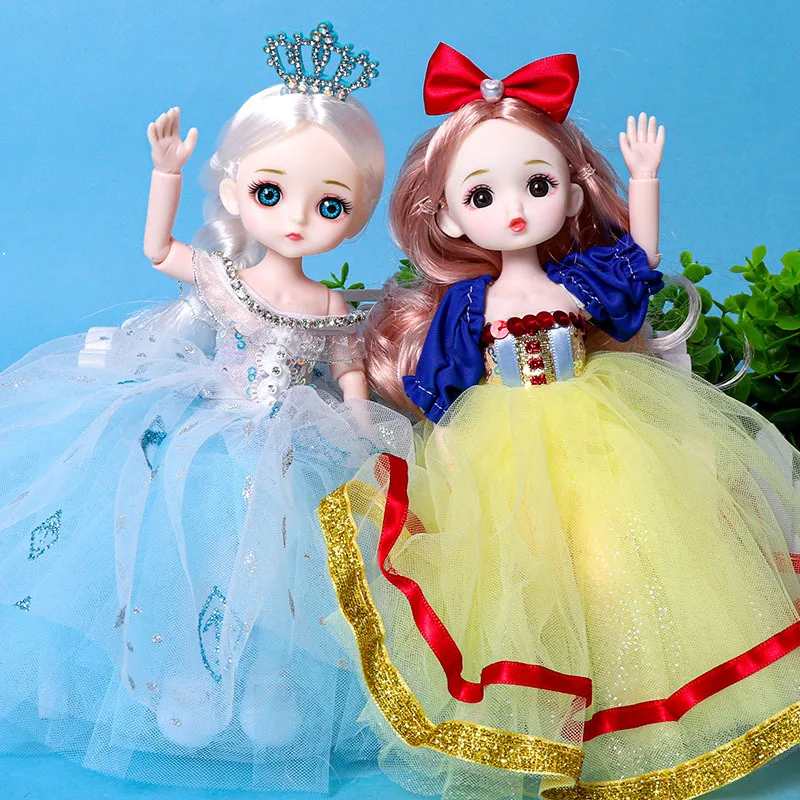 

New 2pcs BJD 22cm Doll 21 Joints Movable 3D Real Eye Dressup 1/6 Cute and Exquisite Princess Suit Girl Toy Fashion Dressup Gift