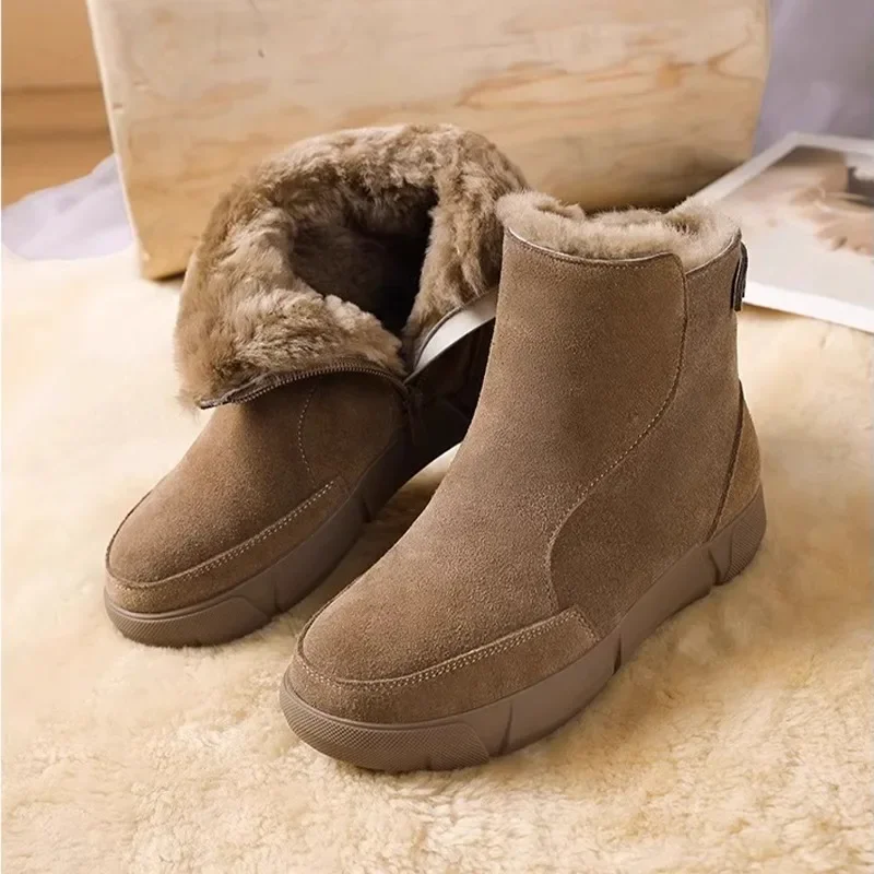 

Women Flats Platform Suede Ankle Snow Boots Winter Short Plush Warm Shoes 2024 Designer Casual Walking Boots New Mujer Botas