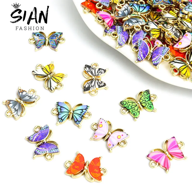 

10pcs 15x22mm Colorful Butterly Charm Connectors Enamel Insect Alloy Metal Pendant Charms for Jewelry Making DIY Bracelet Crafts