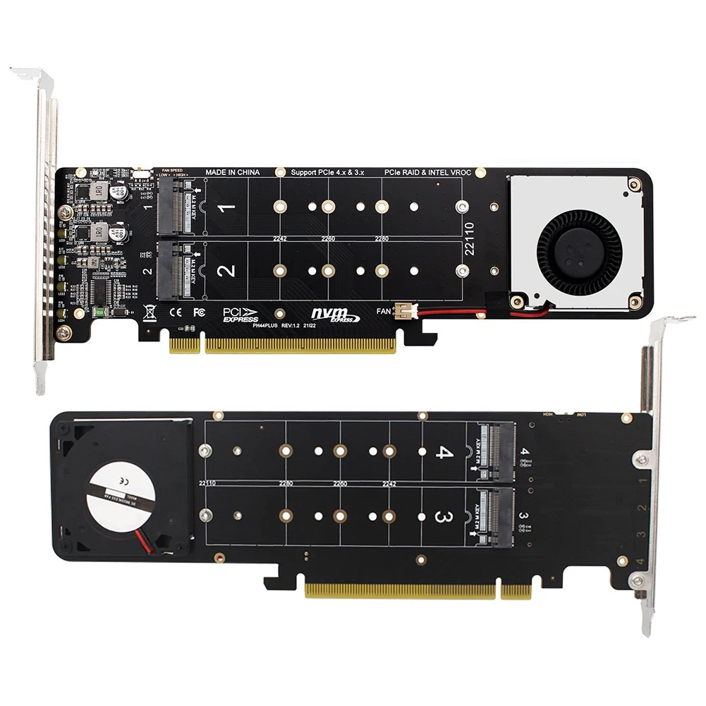 

Double-sided 4-disk PCI-E 16x to NVME M.2 MKEY SSD RAID Array Expansion Adapter Motherboard PCI-E Split Card 4*32Gbps