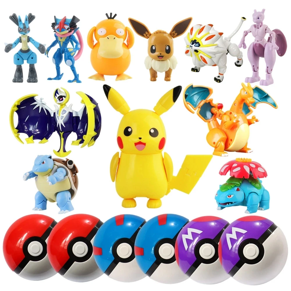 

Pokemon Figures Variant Ball Toy Model Pikachu Jenny Turtle Pocket Monsters Mew-Two Action Figure Toys Gift