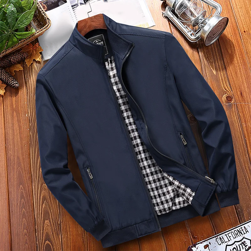 Куртка мужская деловая однотонная повседневная универсальная на молнии с