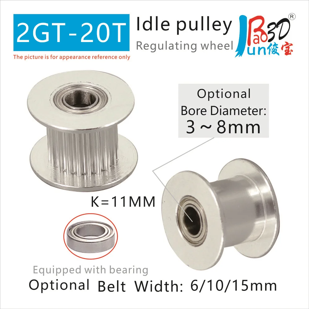 Синхронное Синхронизирующее колесо GT20 для 3D-принтера, Ширина ремня 6/10/15 мм