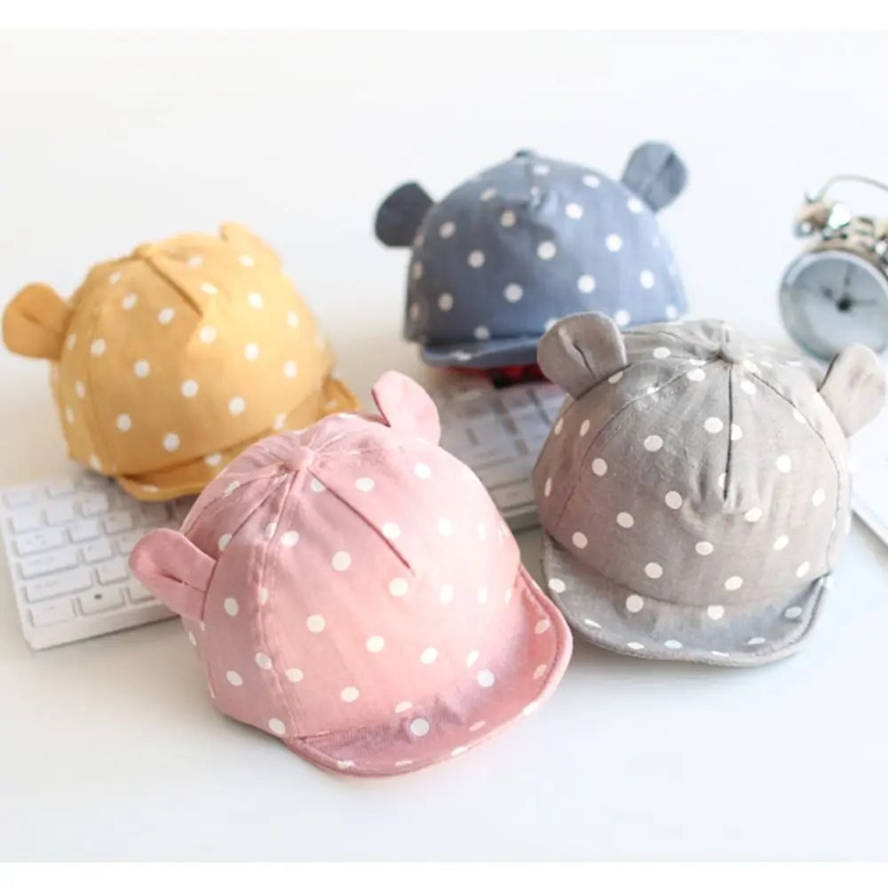 

Summer Autumn Outdoor Girls Boys For 6-24Months Children Sun Hat Dot Beach Caps Baby's Baseball Hat Rabbit Ear Cap
