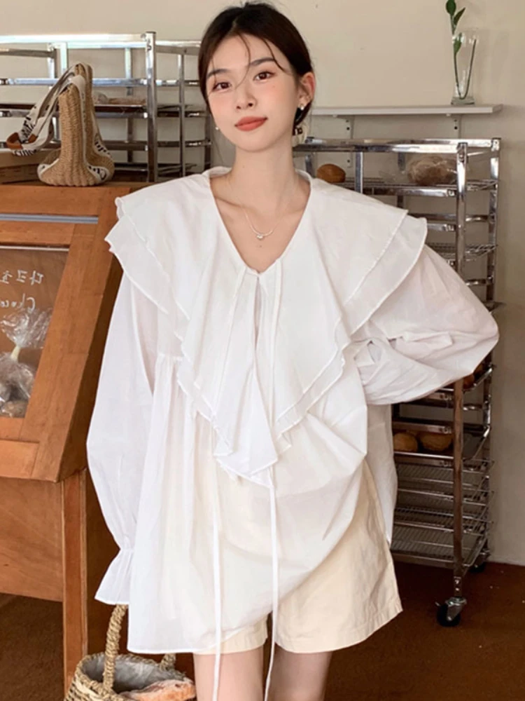 

Gaganight Women Pink V neck Ruffles Flare Sleeve Dress 2022 Korean Chic Summer New French Gentle Lace Loose Casual Short Dresses