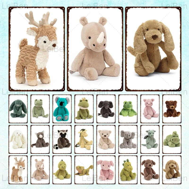 

Doll Toy Metal Tin Sign Cartoon Animal Vintage Metal Plaque Dinosaur Frog Bear Retro Iron Painting Home Decor Children's Room