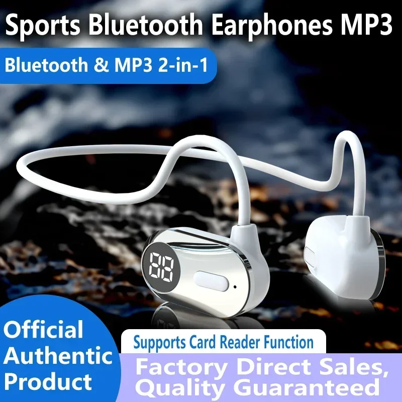 Фото Беспроводные накладные наушники Bluetooth 5.3 с сенсорным управлением, отображением уровня заряда батареи, для занятий спортом на открытом воздухе и бега. №1