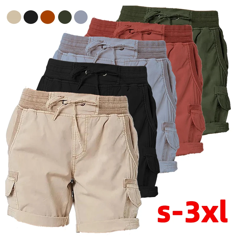 New Women's Fashion Summer Casual Shorts Solid Color Loose High Waist Shorts Wide Leg Pants Plus Size Shorts S-3XL