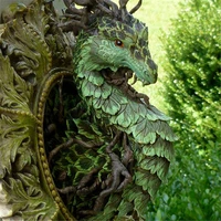 green attractive realistic forest dragon sculpture figurine resin statue practical small wall decor for indoor dragon lovers