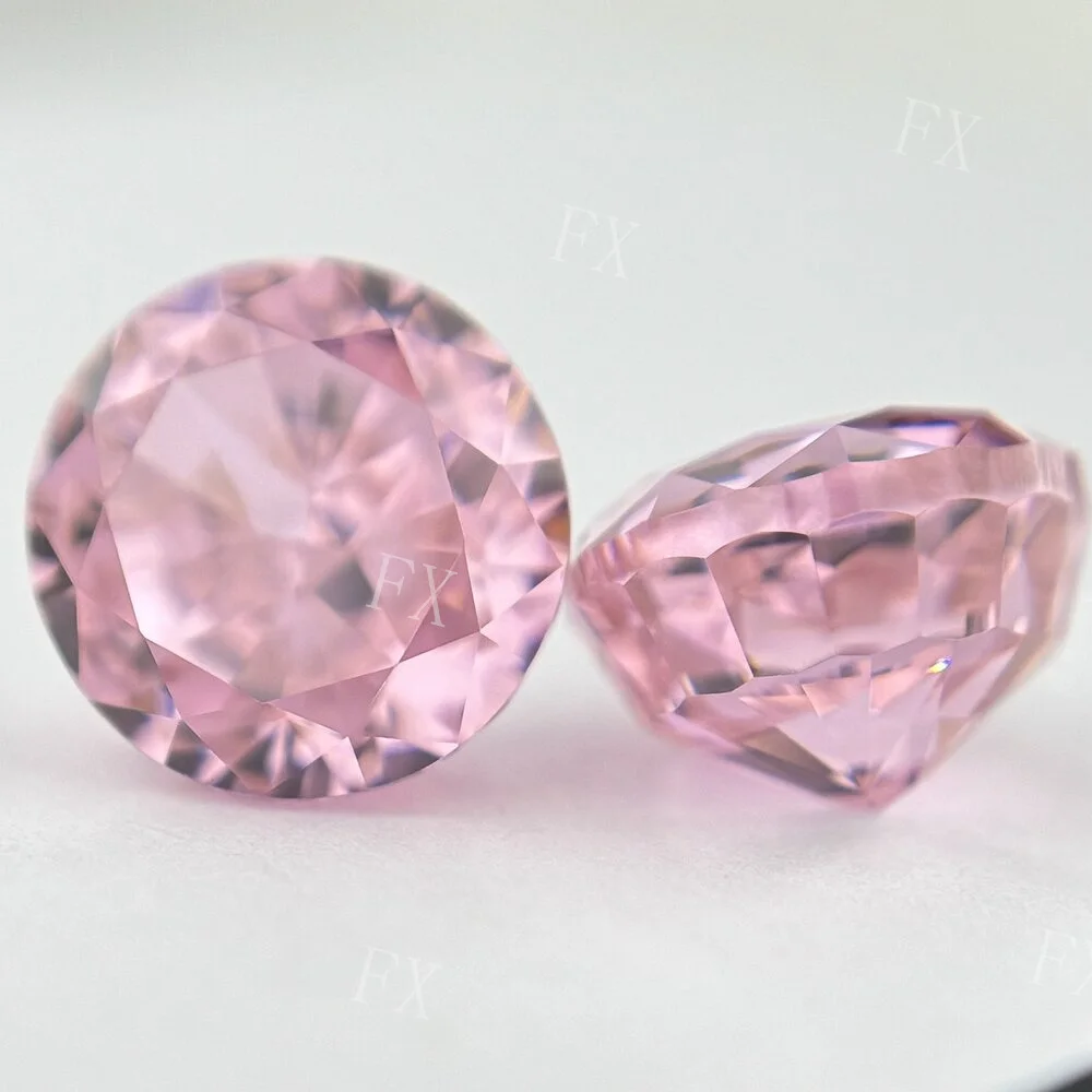 D-розовый круглый кубический цирконий с измельченным кубическим цирконием 5-10 мм