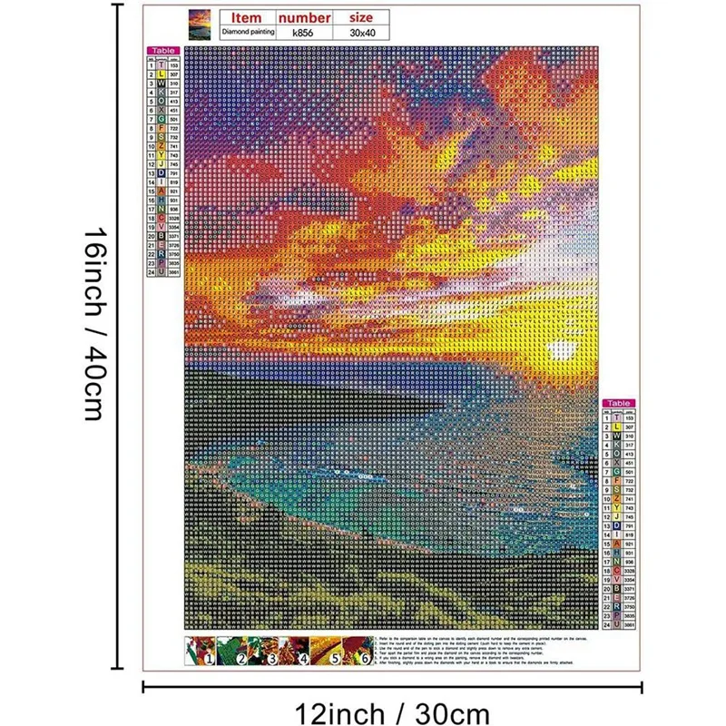 Набор из 6 красочных алмазных картин с закатом для взрослых 5D пейзаж полный алмаз