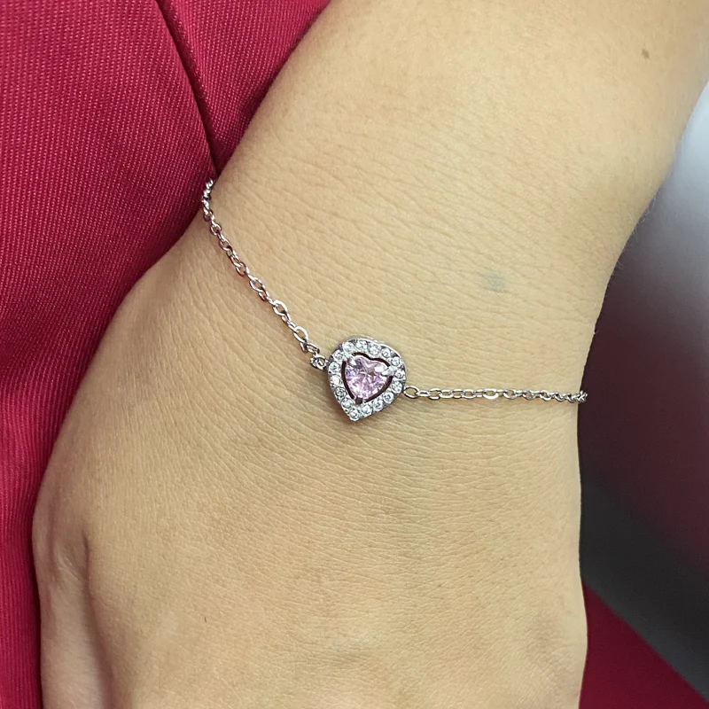 

Exquisite Stainless Steel Heart Bracelets For Women Lovers Korean Crystal Zircon Metal Chain Girls Party Birthday Jewelry Gifts