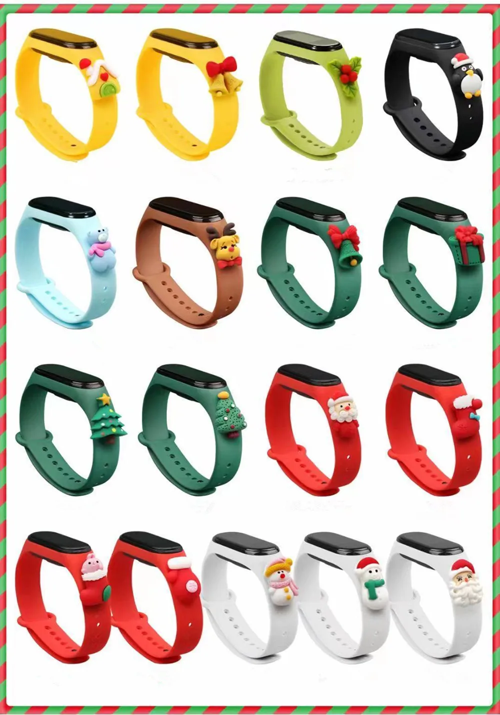 

For Mi Band 6 5 4 3 Watch Strap Christmas Gift Silica gel Bracelet Breathable Smart Wrist Xiaomi Band Smart Fitness Wristbelt