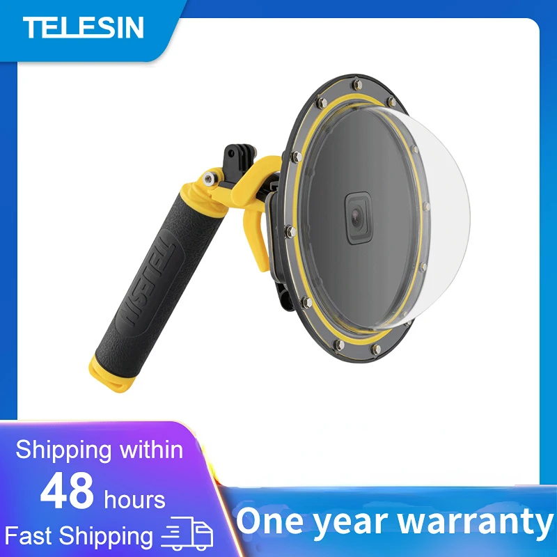 

TELESIN 30M Waterproof 6'' Dome Port Underwater Housing Case With Floating Handle Trigger For GoPro Hero 11 10 9 Black