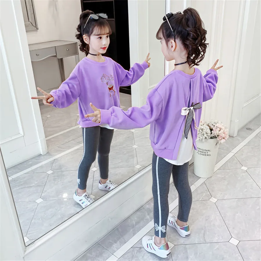 2020 new autumn Children girls clothing sets tracksuit 2PCS sport suit cartoon t-shirt+pants kids clothes sets