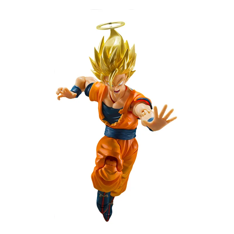 Фото Bandai натуральная SHF Dragon Ball Super Saiyan 2 Son Goku аниме фигурка суставы подвижная Коллекционная модель игрушки украшения подарок №5