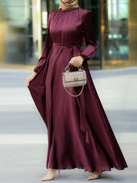 Autumn Women Abaya Muslim Dress India Abayas Ramadan Solid Dubai Turkey Islam Morocco Kaftan Robe Longue Vestidos Largos 2022 3