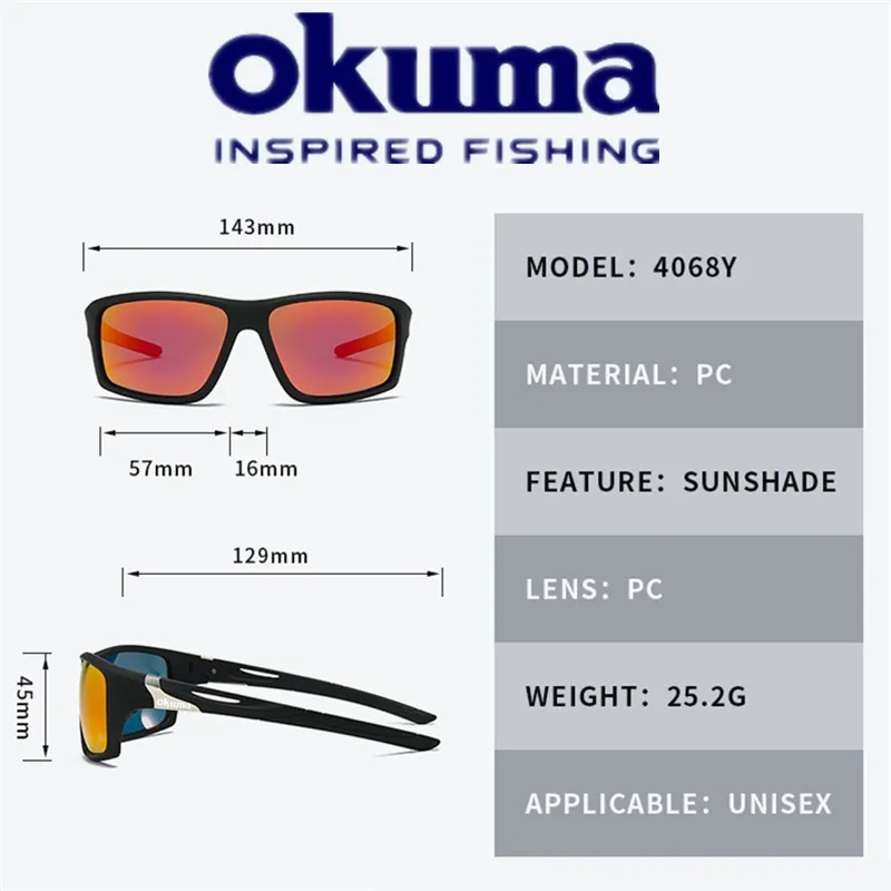 Новые поляризационные солнцезащитные очки Okuma для рыбалки UV400 для езды на велосипеде, вождения, охоты, занятий спортом на открытом воздухе, доступны в 5 цветах (art.: 3920cd46889bc) - 3920cd46889bc