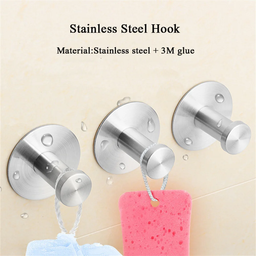 

Self Adhesive Clothes Hooks Stainless Steel Wall-mounted Wall Door Hook Waterproof Household Heavy Duty Hook Clothes Rack