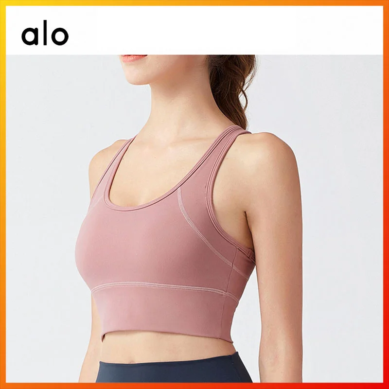 

Alo Yoga Woman's Sports Bra High Stretch Shockproof Breathable Yoga Vest Fitness Running Crop Top