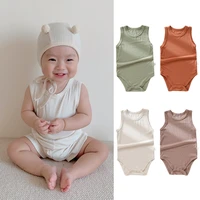 new born baby boy bodysuit summer casual solid sleeveless rompers playsuits for infant modal cotton thin kids clothes girls 0 1y