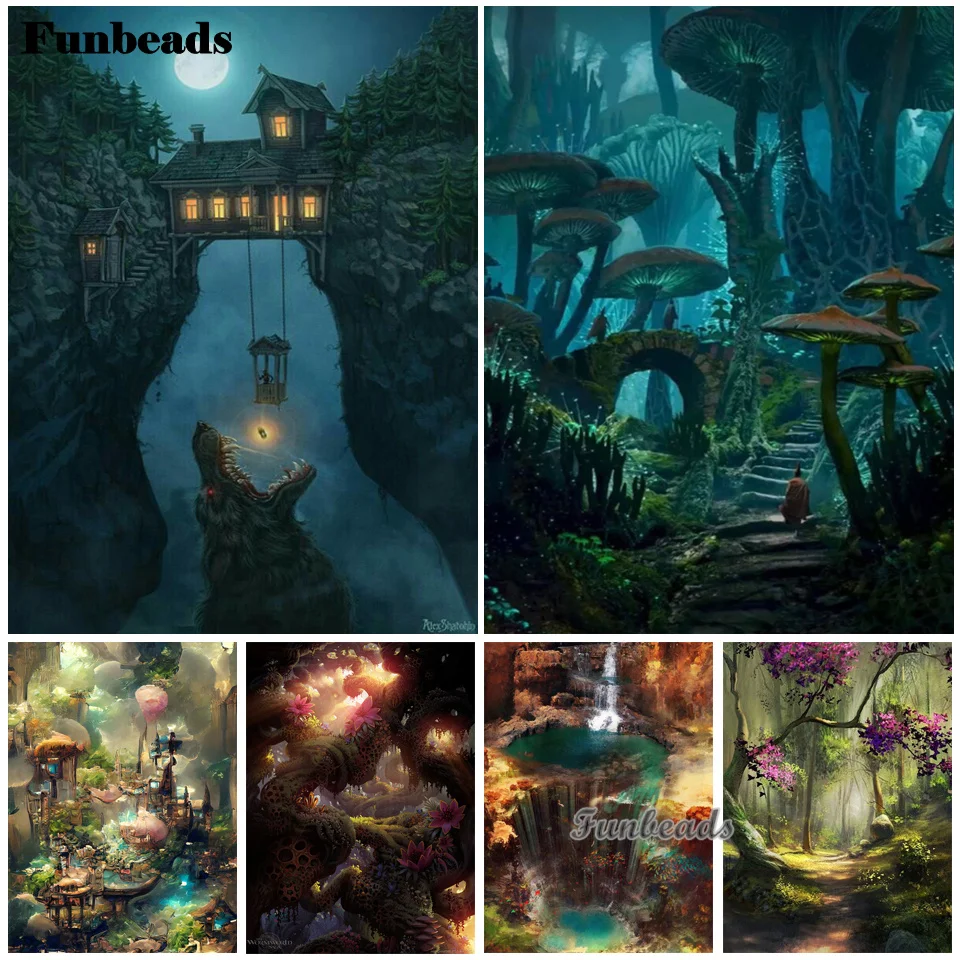 

5D DIY алмазная живопись пейзаж лес Стразы полная круглая Алмазная вышивка мозаика внутреннее украшение подарок на день рождения FF238