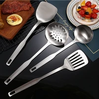 new durable kitchen cooking tools stainless steel spatula soup spoon colander scooped hollow handle cooking shovel cookware set