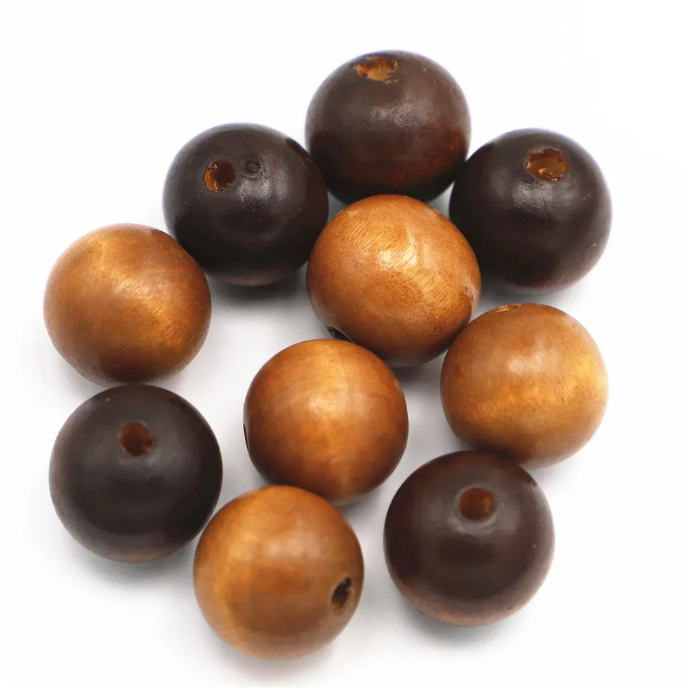 Новый дизайн деревянных натуральных круглых бусин с большим отверстием, 25 мм, для создания украшений: браслетов, ожерелий. 50 штук.