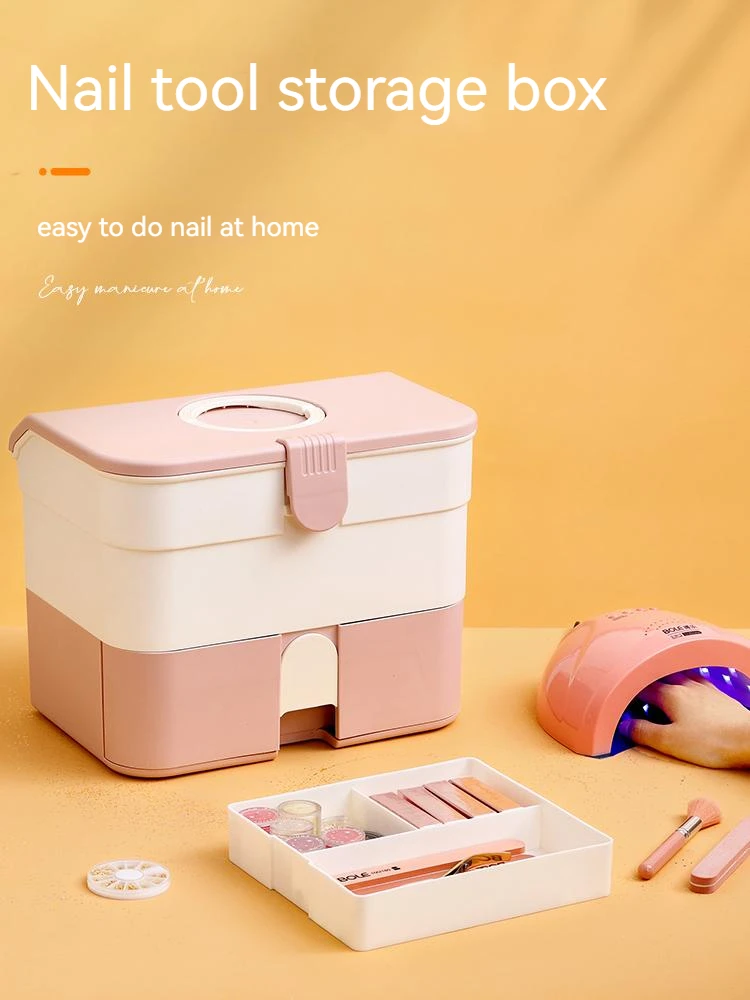 

2023 New Large Capacity Manicure Organizer Nail Gel Polish Storage Box for Nails Art Supplies Container Professional Nail Tools