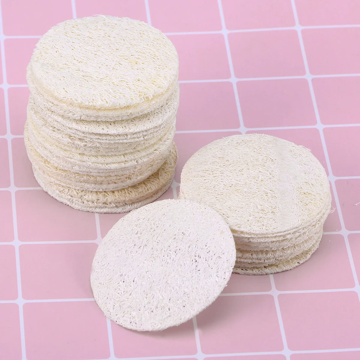 

50 Pcs Loofah Pads Mini Makeup Remover Wipes Face Cushion Skin Care Miss Facial