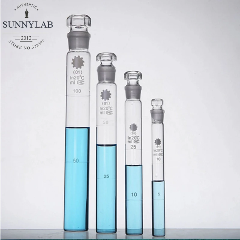 

Glass Colorimetric tubes 6pcs/lot 10ml 25ml 50ml 100ml Glass Colorimetric tubes with Glass Stopper For laboratory experiment