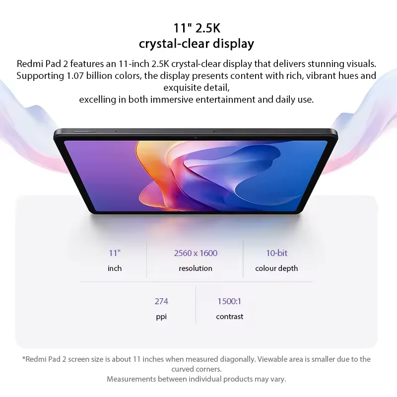 Фото Глобальная версия планшета Xiaomi REDMI Pad 2 с Wi-Fi, HyperOS, 11-дюймовым экраном, аккумулятором 9000 мАч и процессором Mediatek Helio G100 Ultra №4