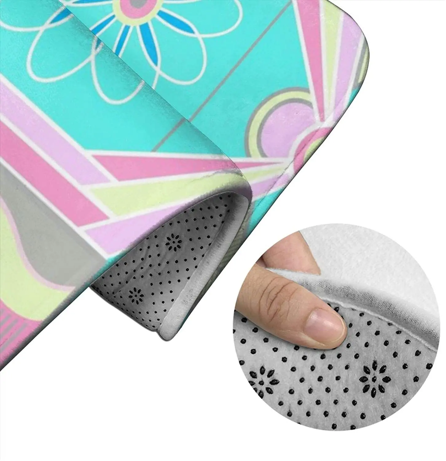 

Pastel-Colored Art Deco Bathroom Mat Sets 3 Piece Set Rugs Memory Foam Mat Set Toilet Seat Cover Bath mat Lid Cover