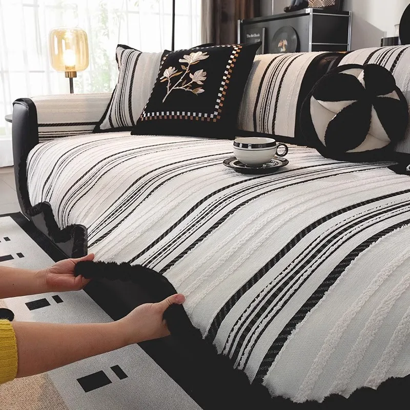 Living Home 2024 зимний чехол из синели для дивана нескользящая подушка чехлы диванов