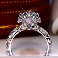 hollow flower full star snowflake ladies ring new fashion temperament high end diamond wedding party ring wholesale