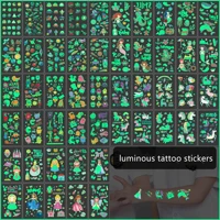 10pcs luminous tattoo stickers cute cartoon dinosaur mermaid unicorn fluorescent green tattoo stickers