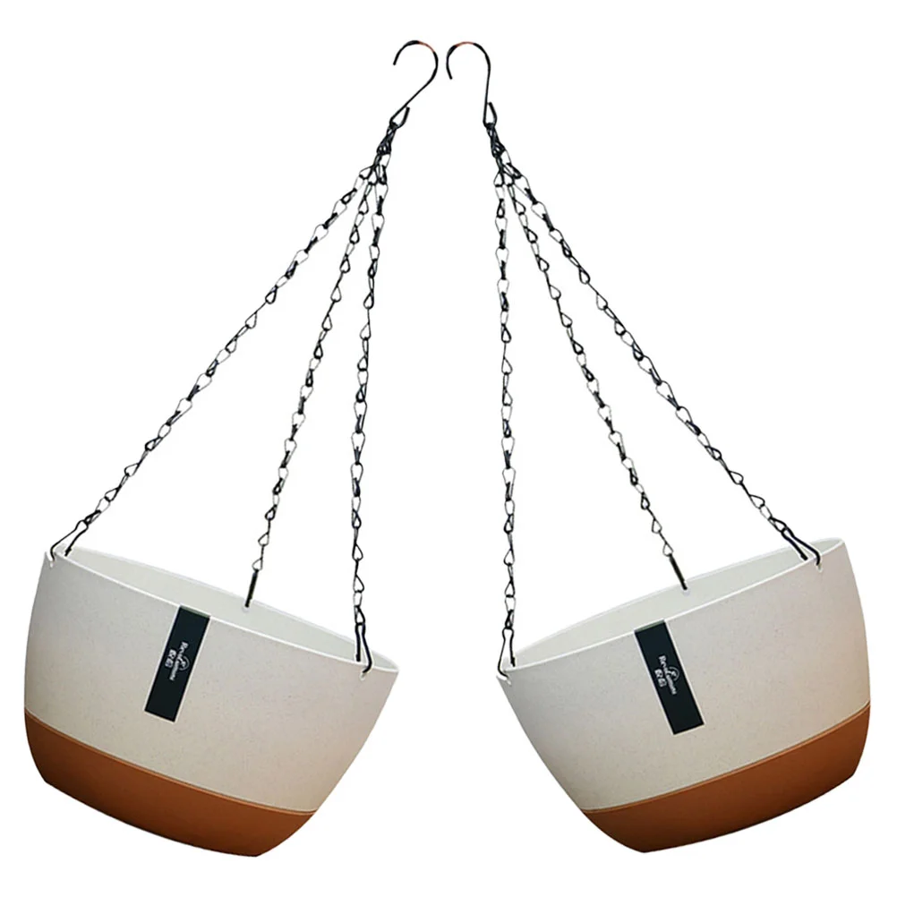 

2 Sets Hanging Type Flowerpot Planter for Outdoor on Wall Indoor Plants Decor Planters Planting Container Plastic Basket