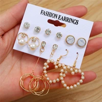 6 pairs pearls dangle earrings for women girls classic trendy elegant hoop earrings ear studs wedding fashion jewelry gifts