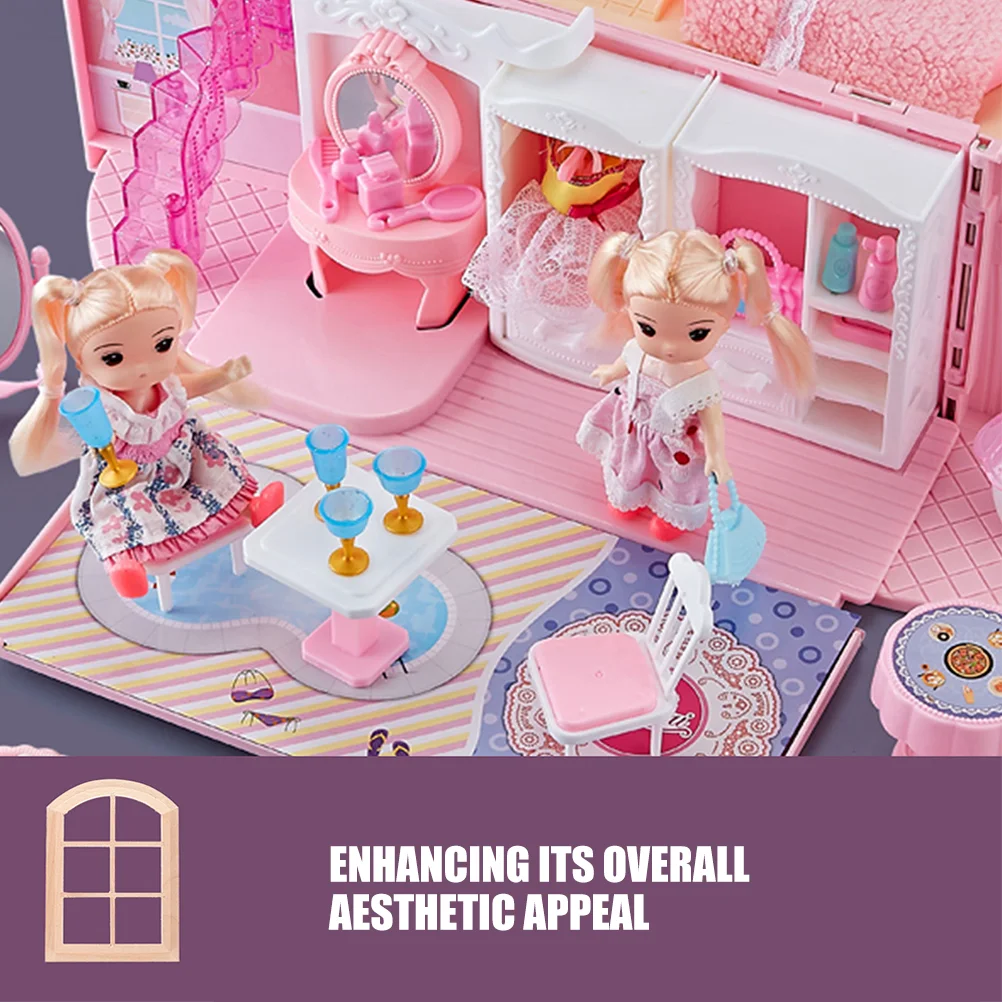 2 шт. оконная рама для дома миниатюрные двери и окна кукольного домика деревянная