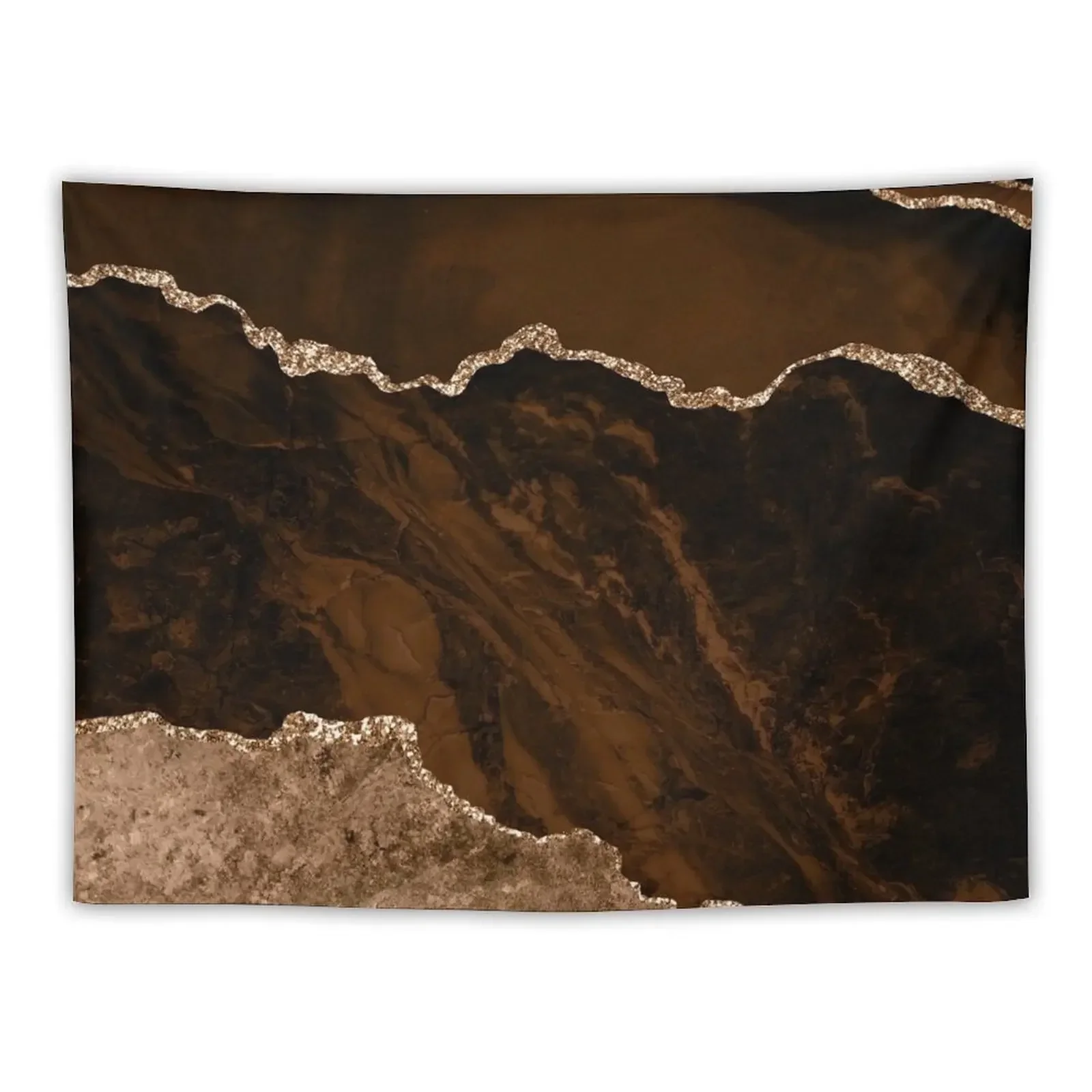 Абстрактный коричневый и золотой современный гобелен с орнаментом украшение для