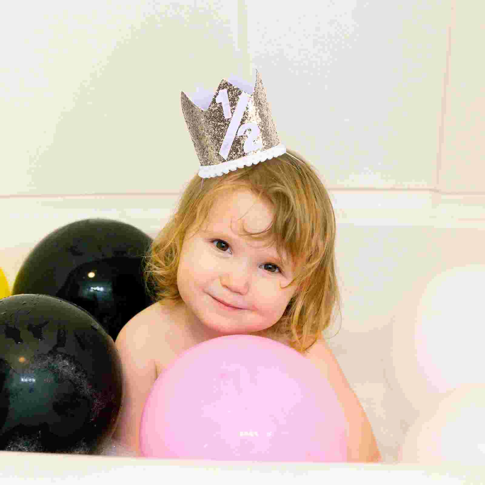 Купи Birthday Hat Baby 1St Girl First Cap Half Party Headdress Newborn Headpiece Shower Flower Kids Tiara Infant Hats Headband Prop за 172 рублей в магазине AliExpress