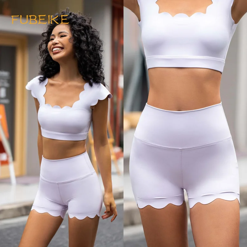 FUBEIKE женские велосипедные шорты с высокой талией кружевные для йоги спортивная