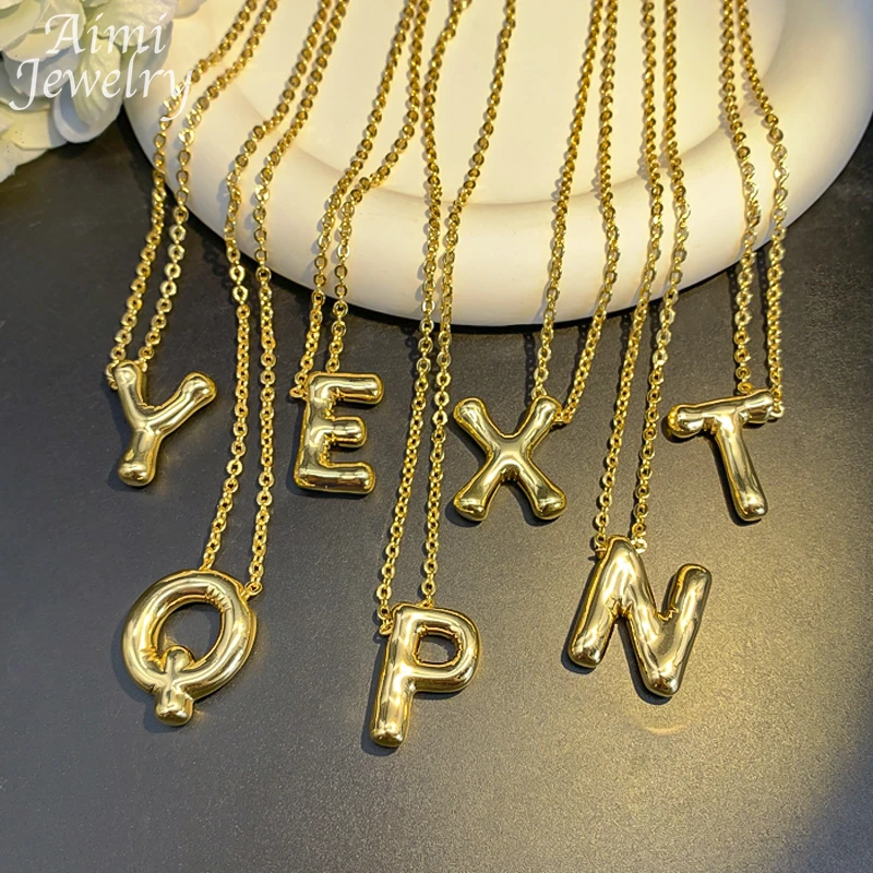 Ожерелье с подвеской в виде пузырчатой буквы для женщин золотые искусственные