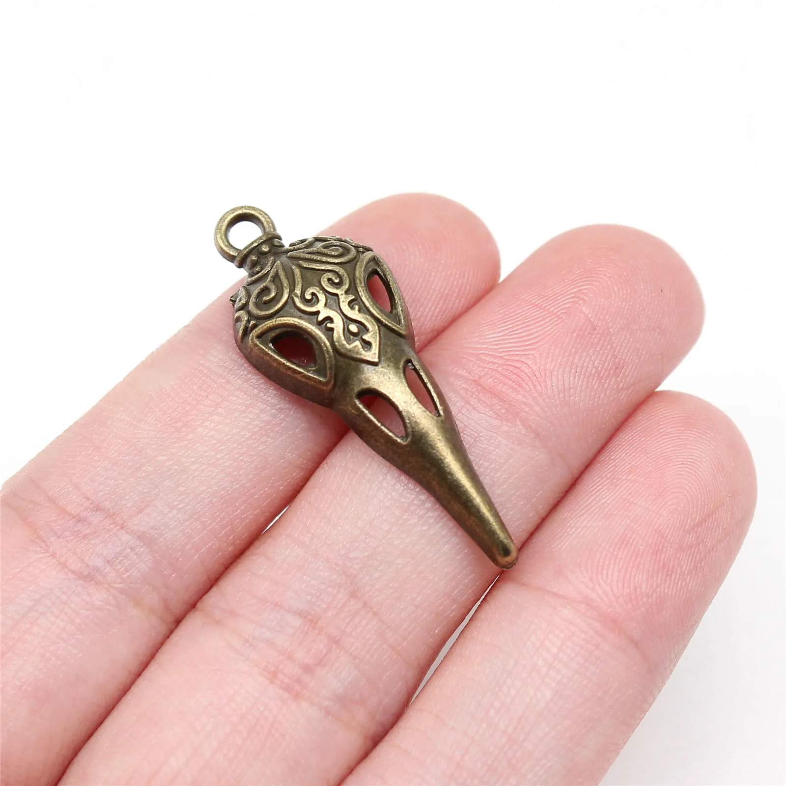 10Pcs 35x13mm Antique Silver Color Skull Beak Charms Pendant Designer Charms Fit Jewelry Making DIY Jewelry Accessories