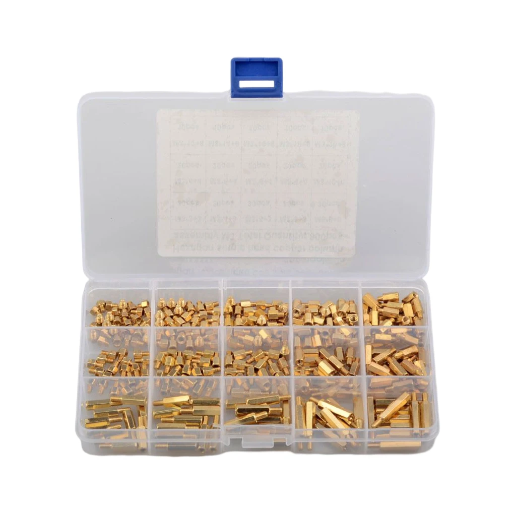 

300Pcs M2 5 Solid Brass Standoff Pillar High Strength Lightweight Copper Hex Wear-resistant Screw Nut Assortment Kit